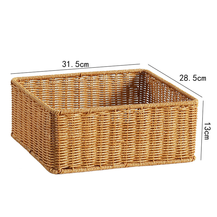 Handwoven Rectangular Storage Basket with Cut-Out Handles Bowlift