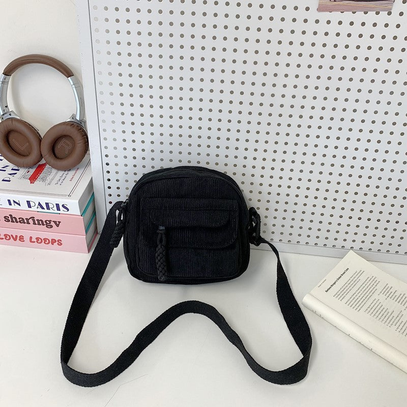 Compact Corduroy Crossbody Bag Bowlift
