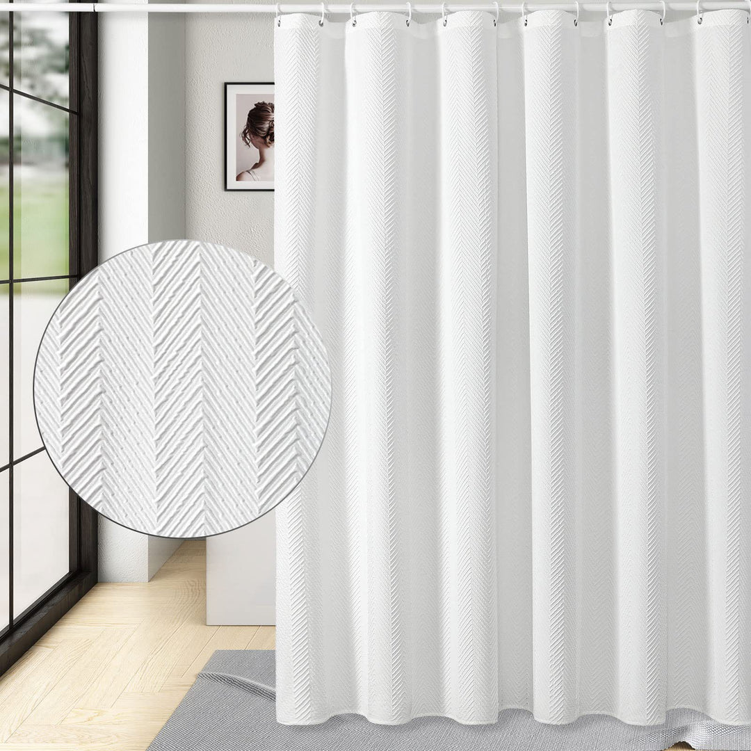 Textured Waterproof Shower Curtain Bowlift