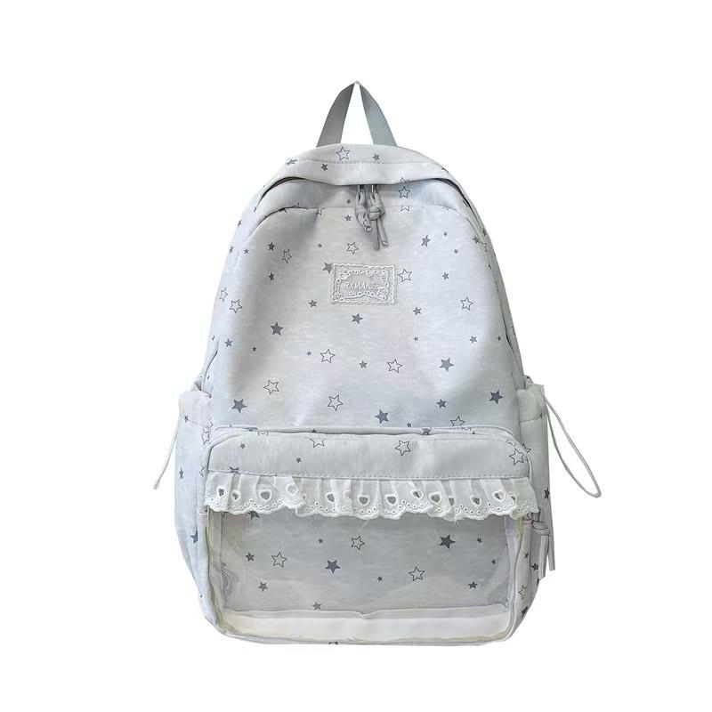 Star-Patterned Casual School Backpack Bowlift