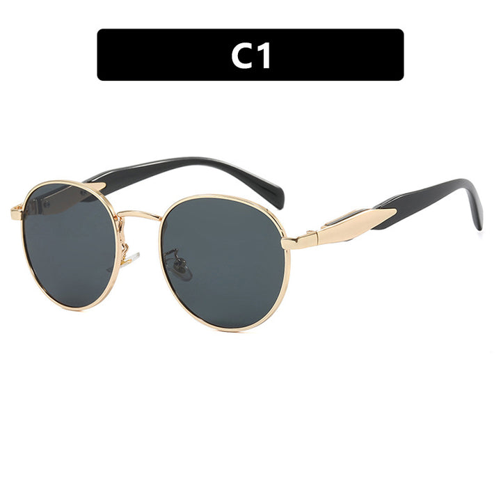 Women's round sunglasses with elegant golden frame and UV protection Bowlift
