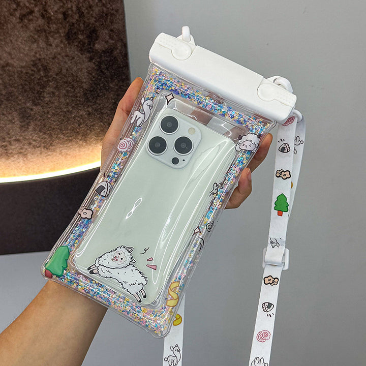Waterproof phone pouch with adjustable lanyard and transparent touch-sensitive sleeve Bowlift