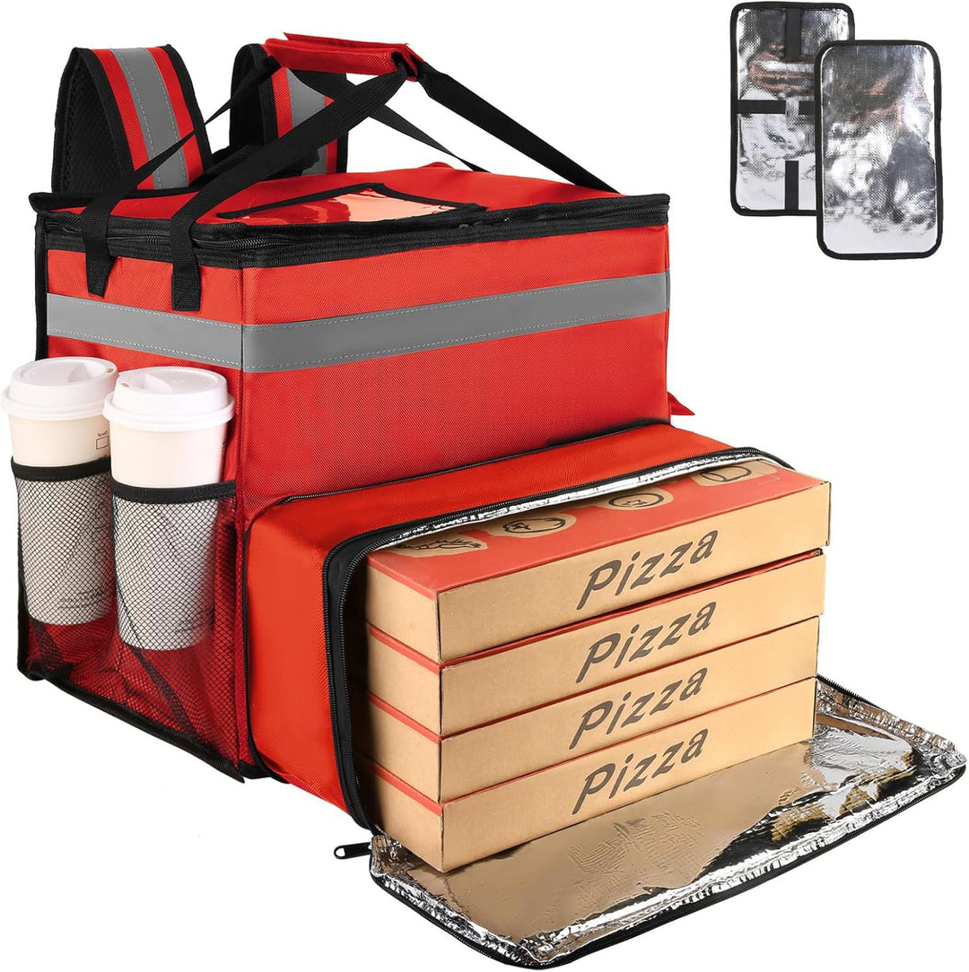 Women's Insulated Pizza Delivery Bag with Drink Holders and Reflective Elements Bowlift