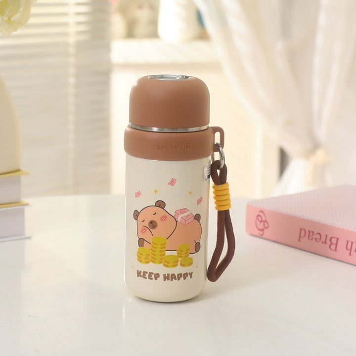 Women's Insulated Thermos Bottle with Fun Bear Design Bowlift