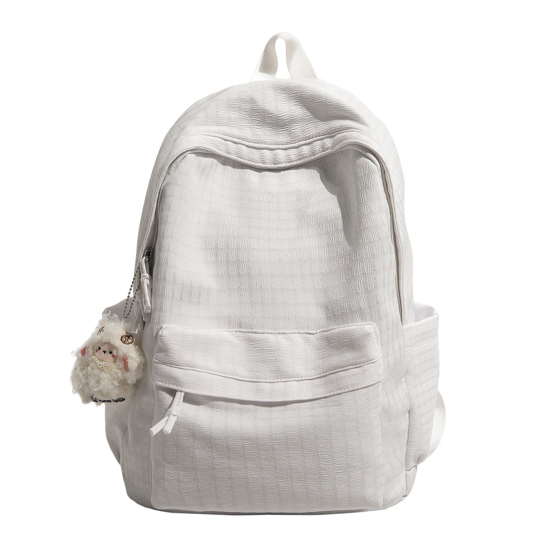 Checkered Patterned Multi-Pocket Backpack Bowlift