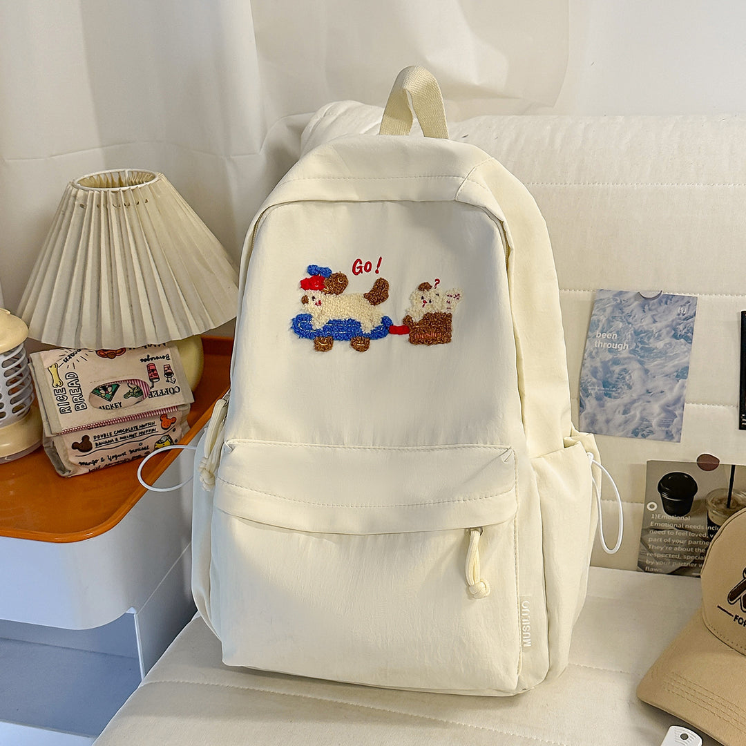 Playful Embroidered Backpack Bowlift
