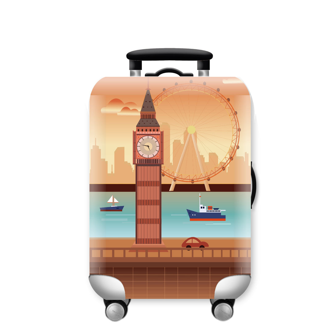 Women Hard Shell Suitcase with Urban Skyline Motif Bowlift