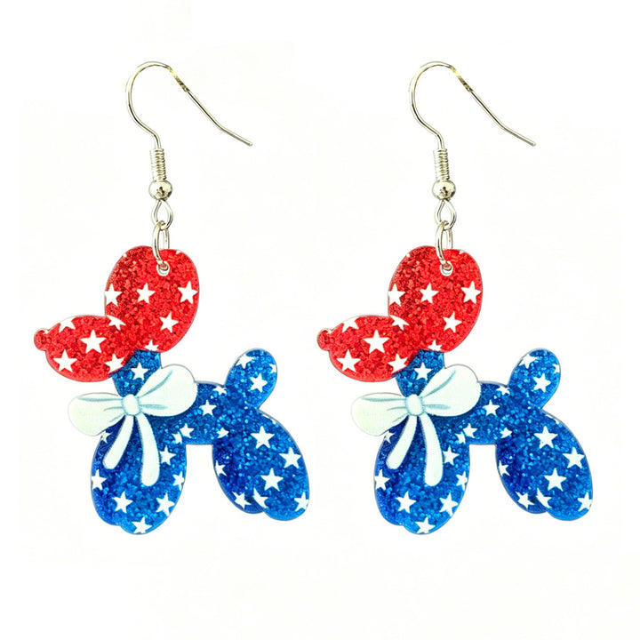 Ladies nan glittering bow earrings with stud closure and star stripe motif Bowlift