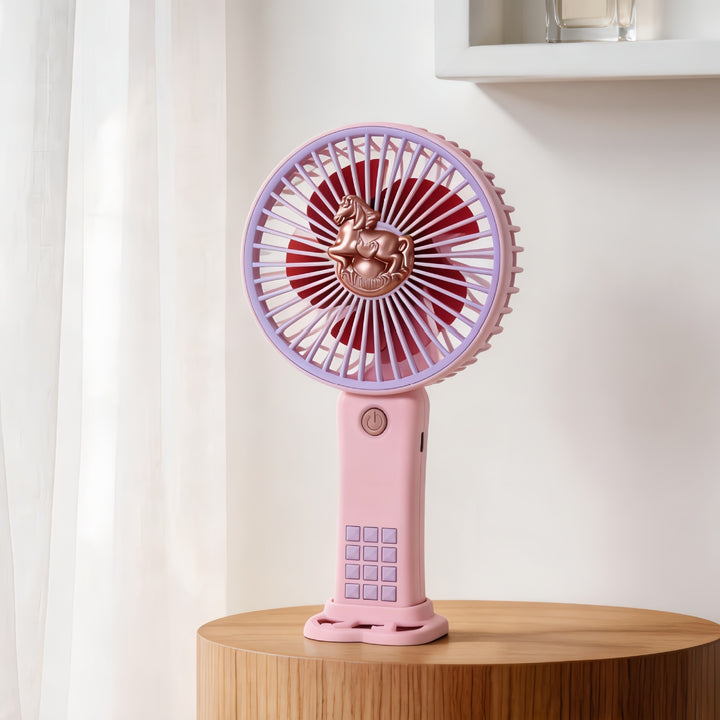 Portable handheld fan with nostalgic horse motif Bowlift