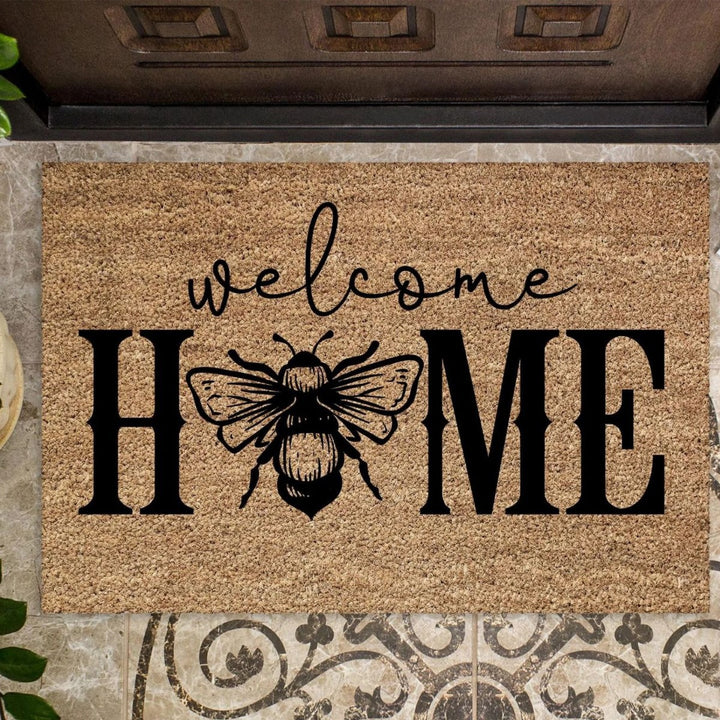 Decorative Bee Hive Welcome Indoor Outdoor Low-Profile Doormat With Non-Slip Rubber Backing