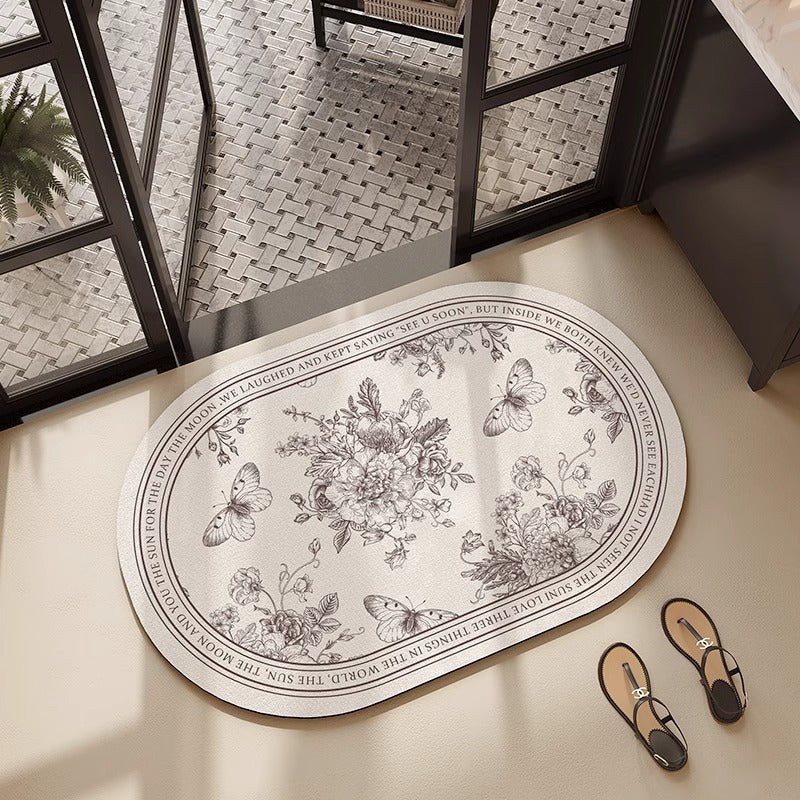 Floral Embroidered Bath Mat Bowlift