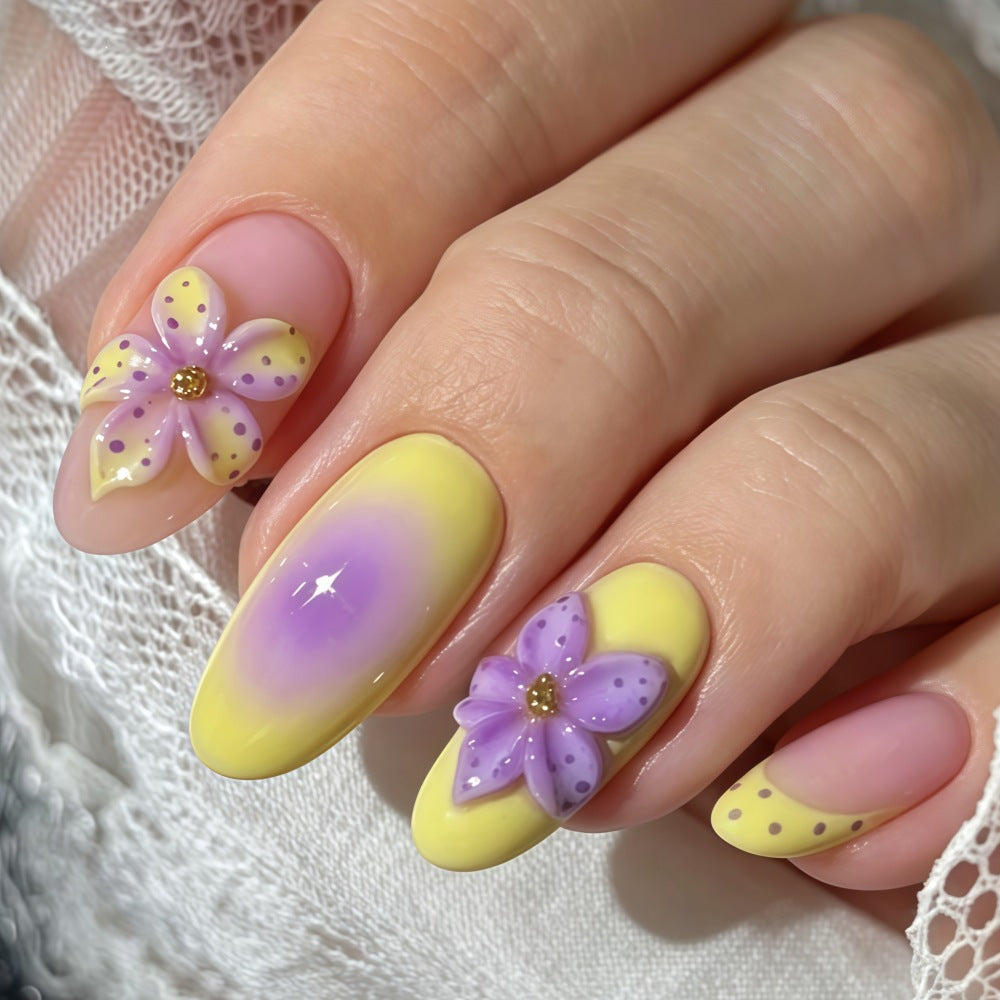 Premium Artificial Nails with intricate floral decorations Bowlift