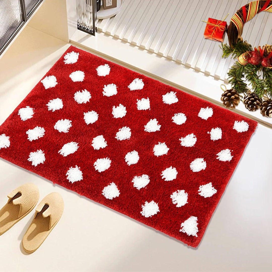 Plush Polka Dot Bath Mat Bowlift