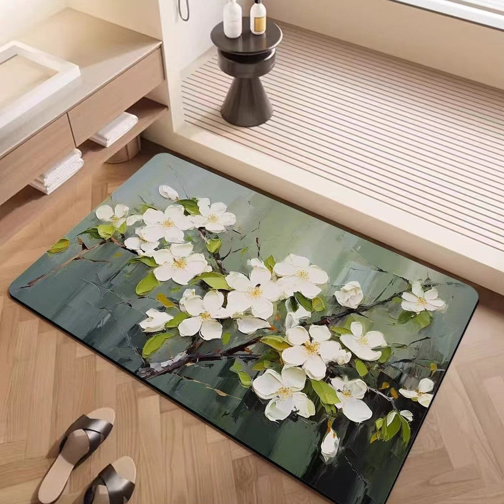 Luxury Textured Floral Bath Mat Bowlift