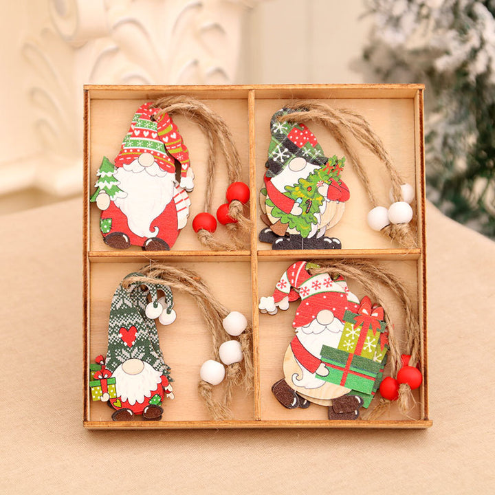 Decorative Wooden Gnome Figurine Set Bowlift