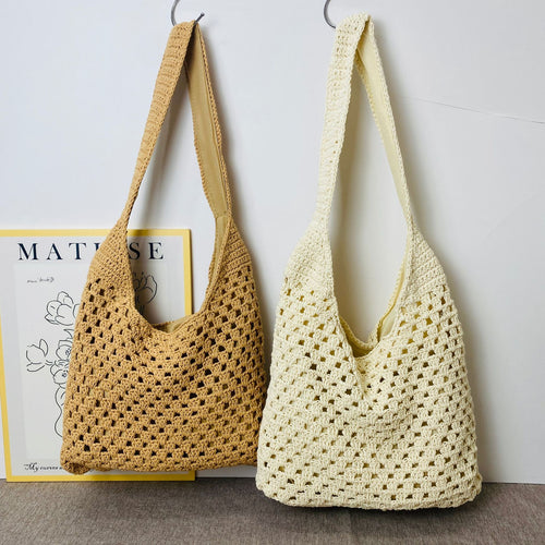 Hand-knotted shoulder bag in modern net design Bowlift