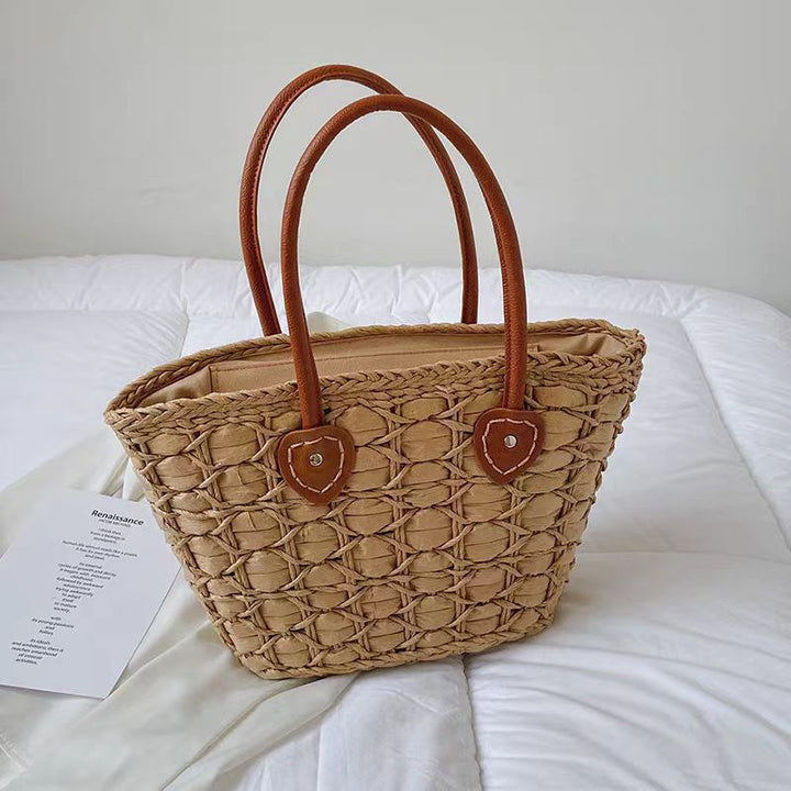 Braided shopping bag with sturdy faux leather handles Bowlift