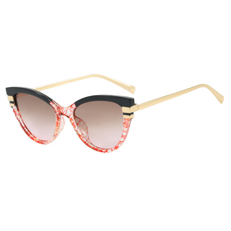 Ladies Cat-Eye Sunglasses with Elegant Metal Accents Bowlift