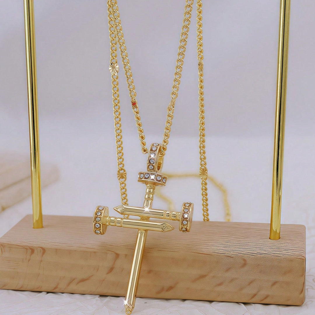 Luxurious Gemstone Embellished Cross Pendant Necklace Bowlift