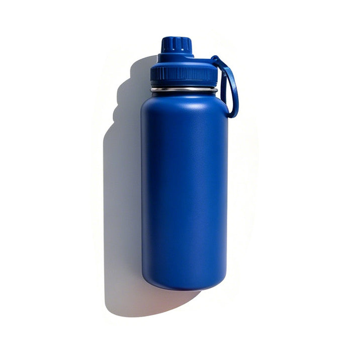 Insulated stainless steel water bottle with wide mouth and silicone carry loop Bowlift