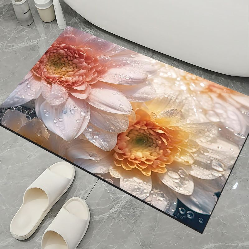 Floral Pattern Non-Slip Bath Mat Bowlift