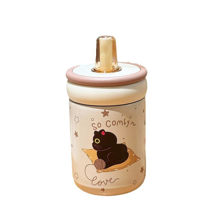 Women's Insulated Drinking Cup with Secure Flip Lid and Cute Cat Design Bowlift