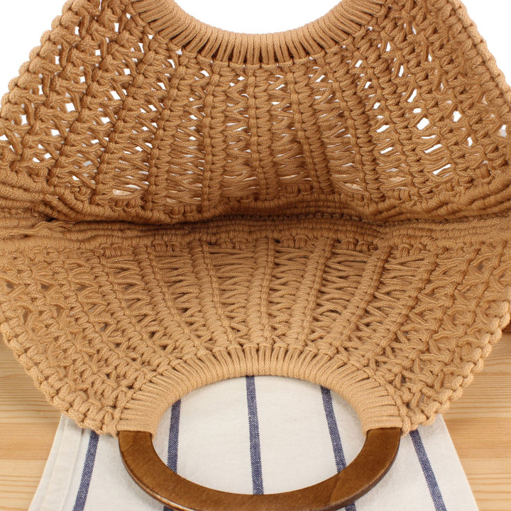 Macramé Handbag with Wooden Handles Bowlift