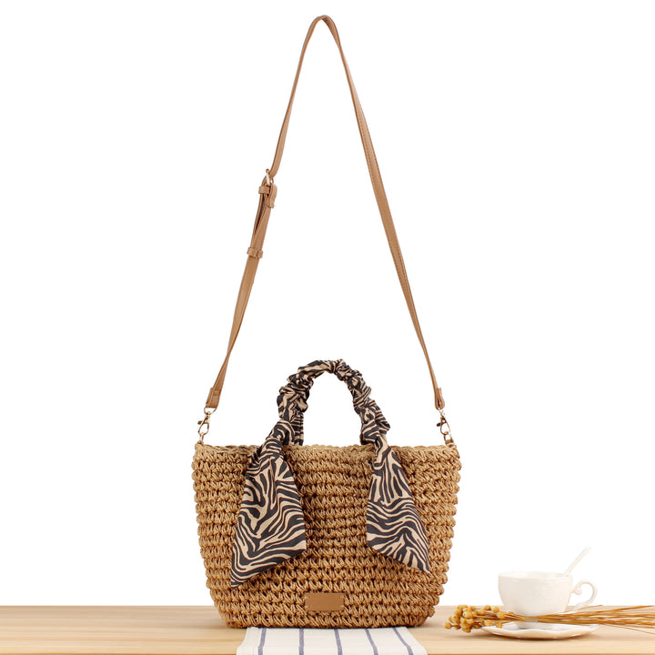 Braided shoulder bag with fashionable scarf detail Bowlift