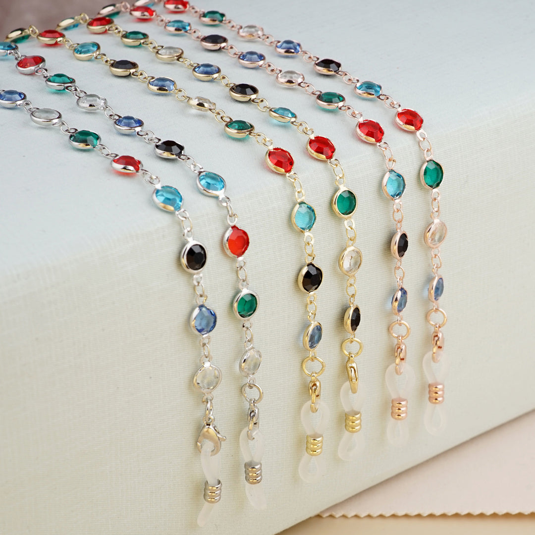 Gemstone-Accented Eyewear Chain Bowlift