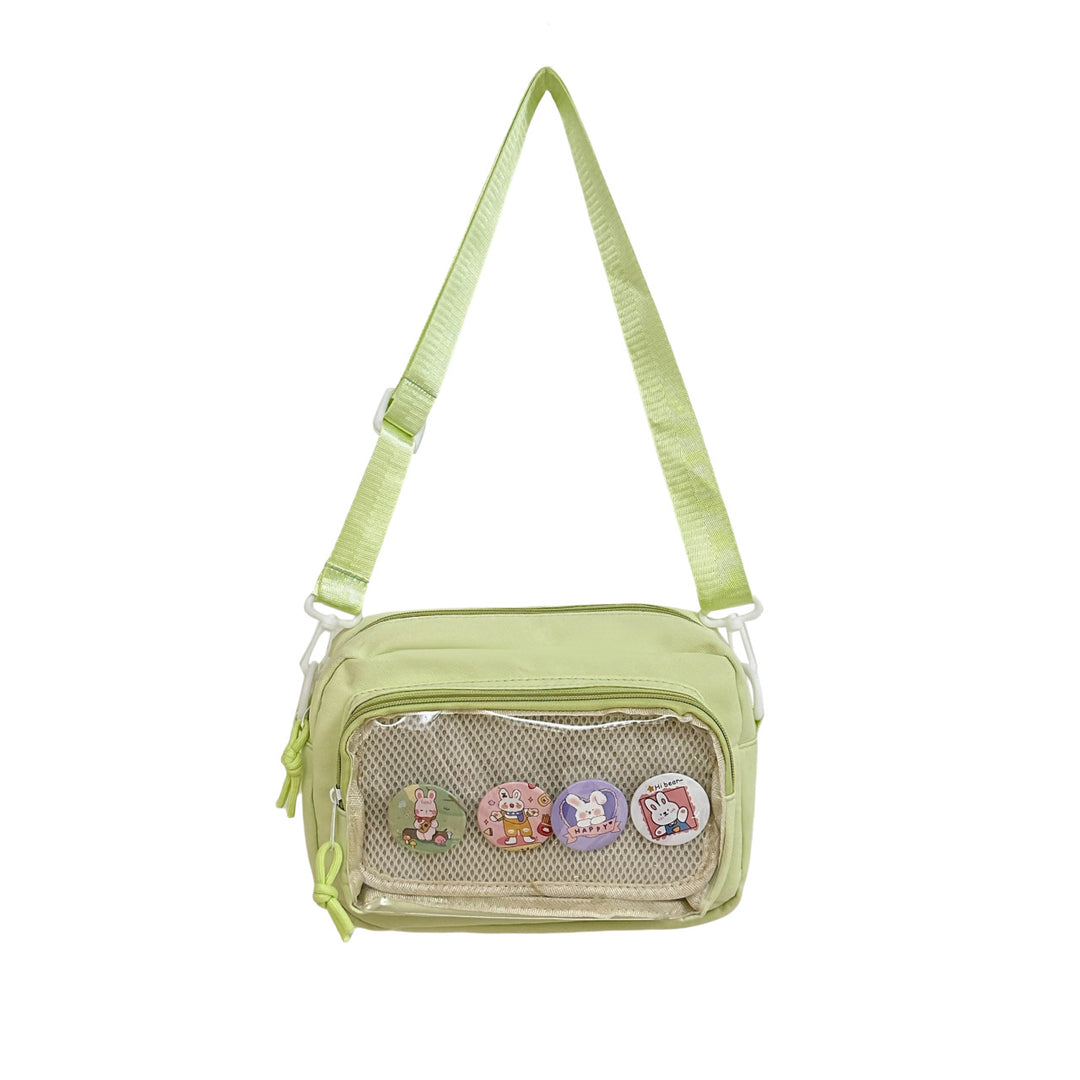 Shoulder bag with transparent viewing pocket and playful graphic design Bowlift
