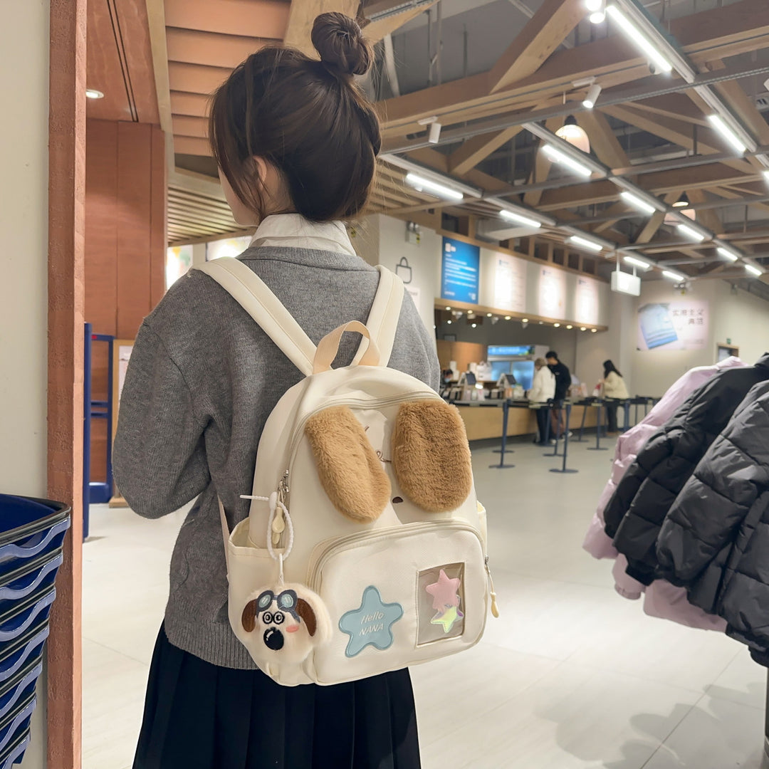 Kawaii Plush Backpack with Dog Design Bowlift