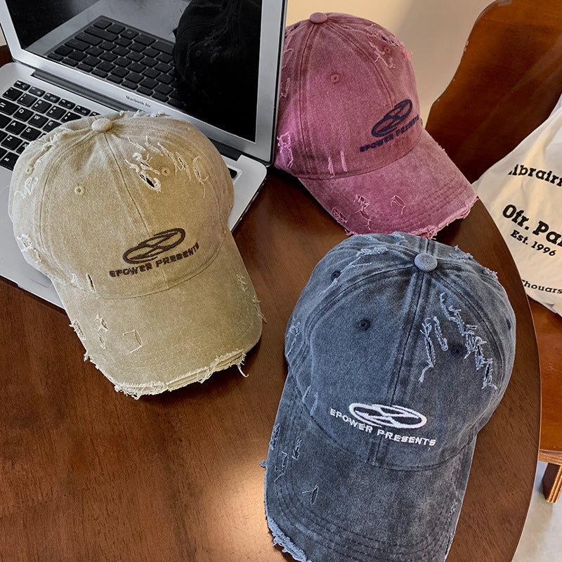 Men's Distressed Denim Baseball Cap Bowlift 1784270624
