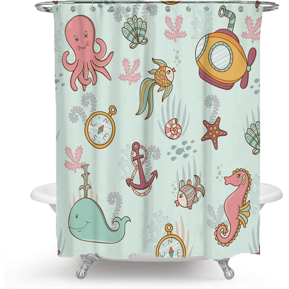 Nautical-Themed Shower Curtain Bowlift