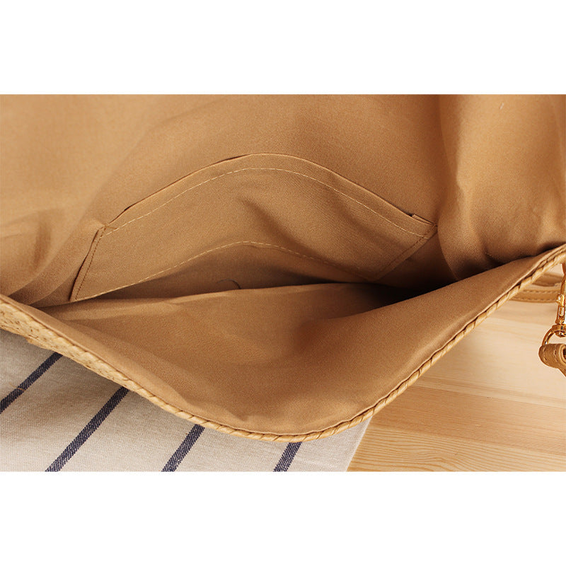 Fashionable Shoulder Bag Made of Braided Straw Bowlift