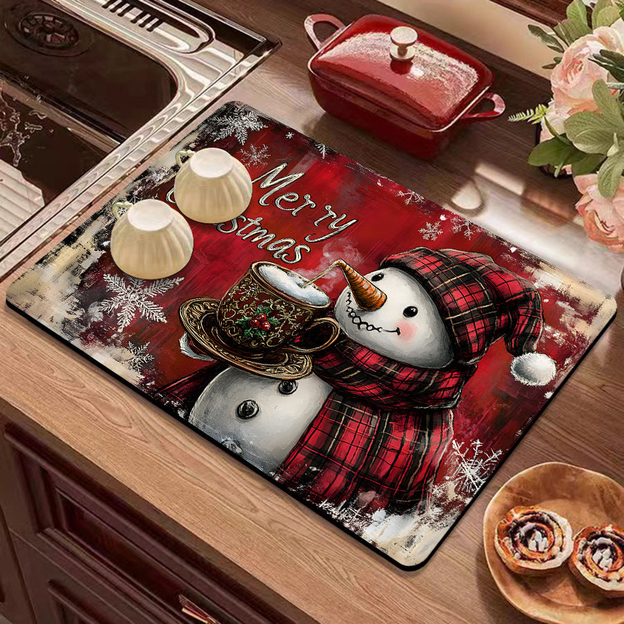 Festive Winter-Themed Kitchen Counter Mat Bowlift