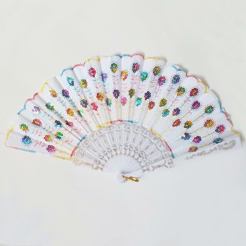 Women's high-quality lace fan with artistic floral motifs Bowlift