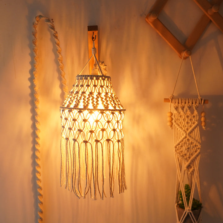 Macramé Bohemian Hanging Pendant Light Shade Bowlift
