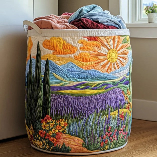 Quilted Decorative Laundry Storage Basket With Rope Handles Collapsible Fabric Organizer