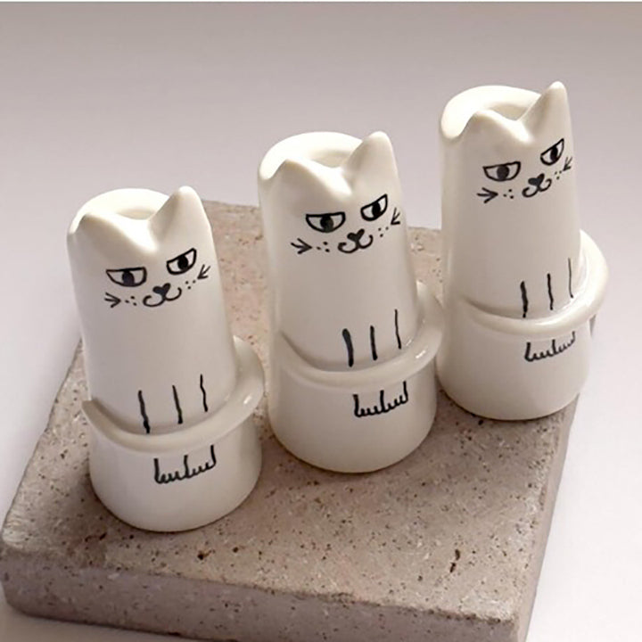 Handmade Minimalist Ceramic Cat Bud Vase With Matte Glaze And Narrow Neck