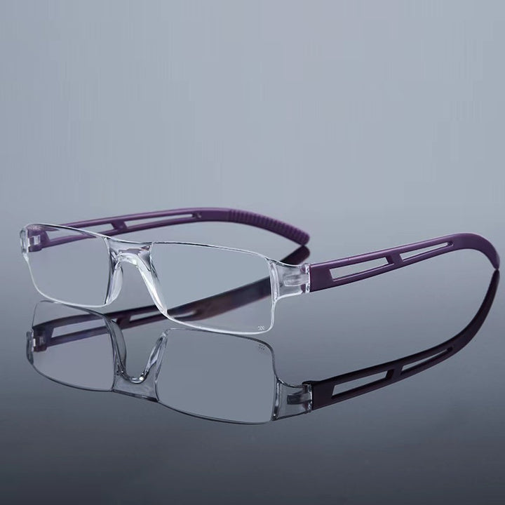 Slim Semi-Rimless Lightweight Reading Glasses with Flexible Cutout Temples Bowlift