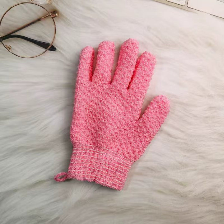 Exfoliating Shower Gloves with Soft Textured Scrub Fabric and Stretchy Elastic Cuff Bowlift