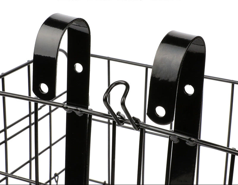 foldable steel wire rear bike cargo basket with adjustable quick-release hooks Bowlift