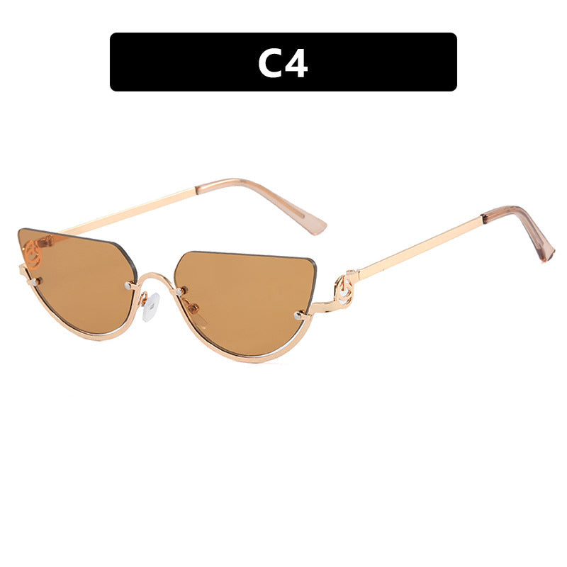Ladies Cat-Eye Sunglasses with Gold-Colored Metal Frame and UV Protection Bowlift