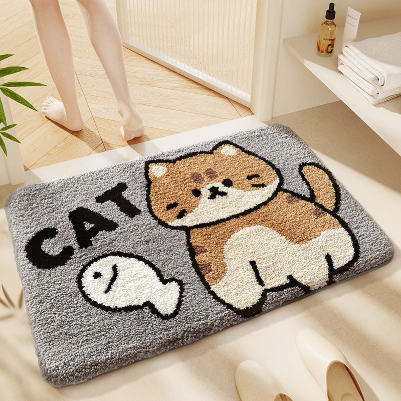 Cat-Themed Plush Bath Mat Bowlift