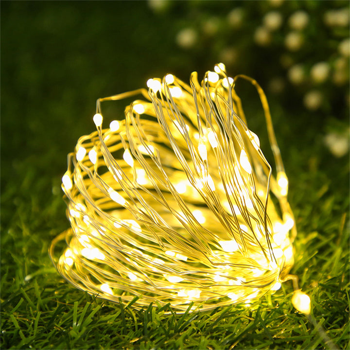 Outdoor Solar Copper Wire Fairy String Lights With Rechargeable Battery Box And Ground Stake Bowlift