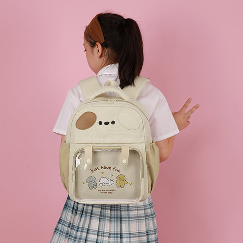 Backpack with Transparent Compartment and Playful Design Bowlift
