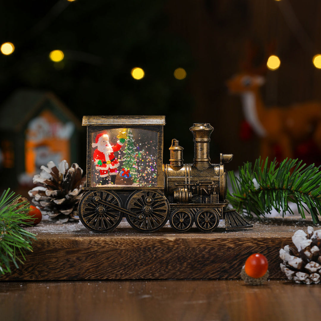Christmas-Themed LED Light-Up Train Decoration Bowlift