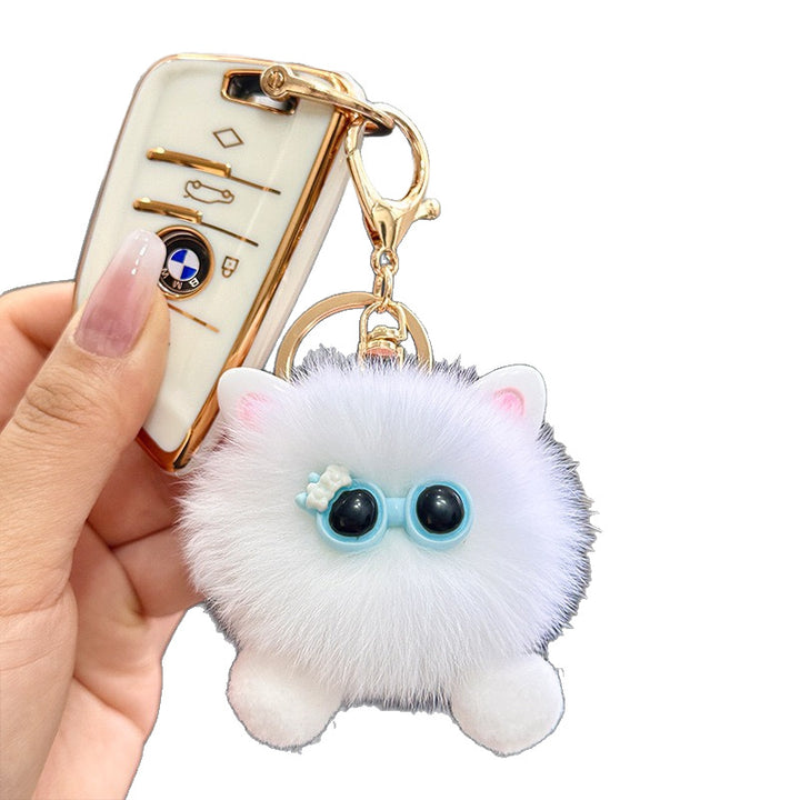 Furry Cat Plush Keychain Bowlift