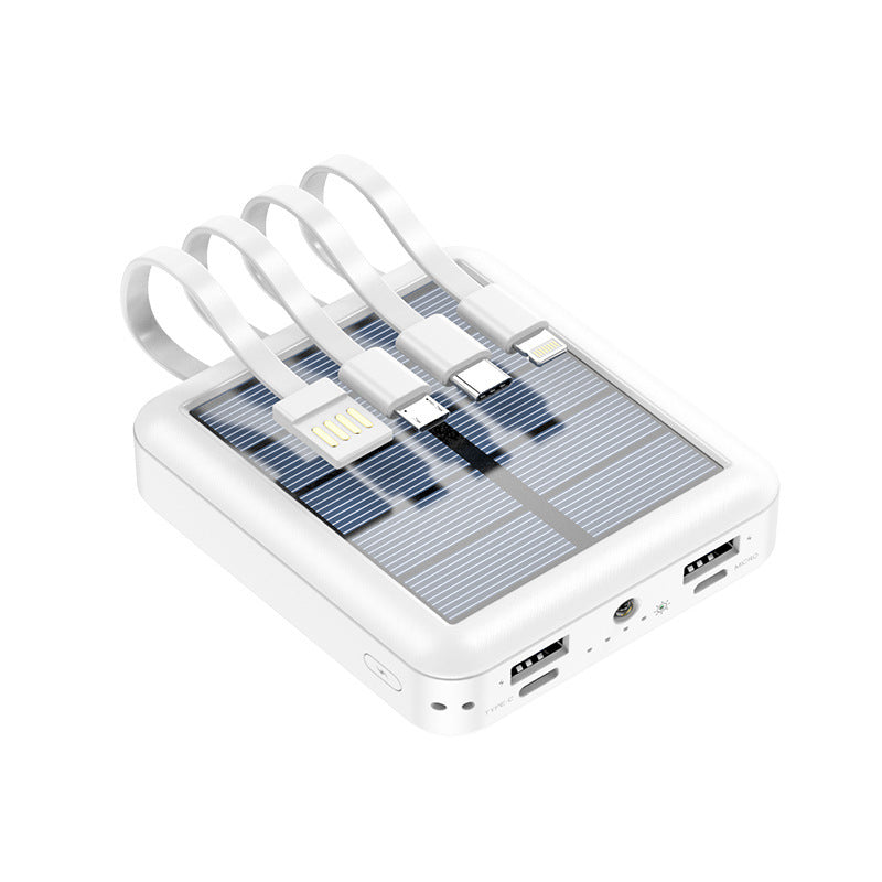 Portable solar power bank with integrated charging cables and efficient fast charging function Bowlift