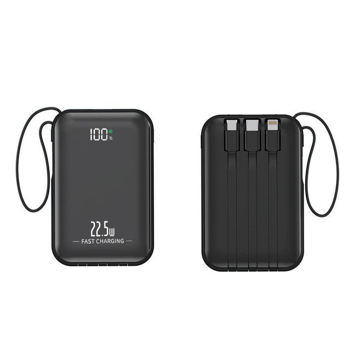 Portable power bank with integrated charging cables and fast charging function Bowlift